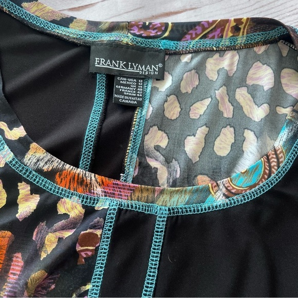 Frank Lyman Handkerchief Hem Multicolored Top Short Sleeve Top size 12 - Picture 14 of 16